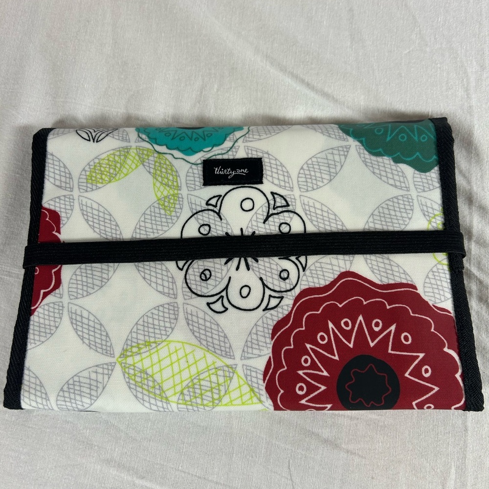 Thirty-One Floral Patterned Notebook Cover - Red, Teal, Black